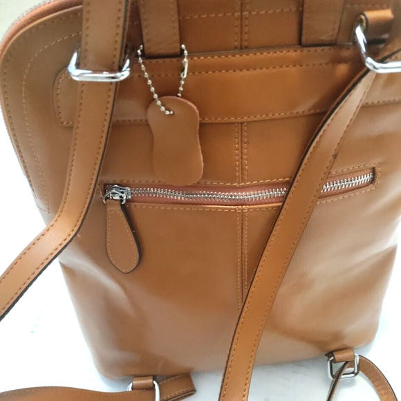 HESHE Backpack Cowhide and Manmade Leather Convertible Purse Brown main image 7